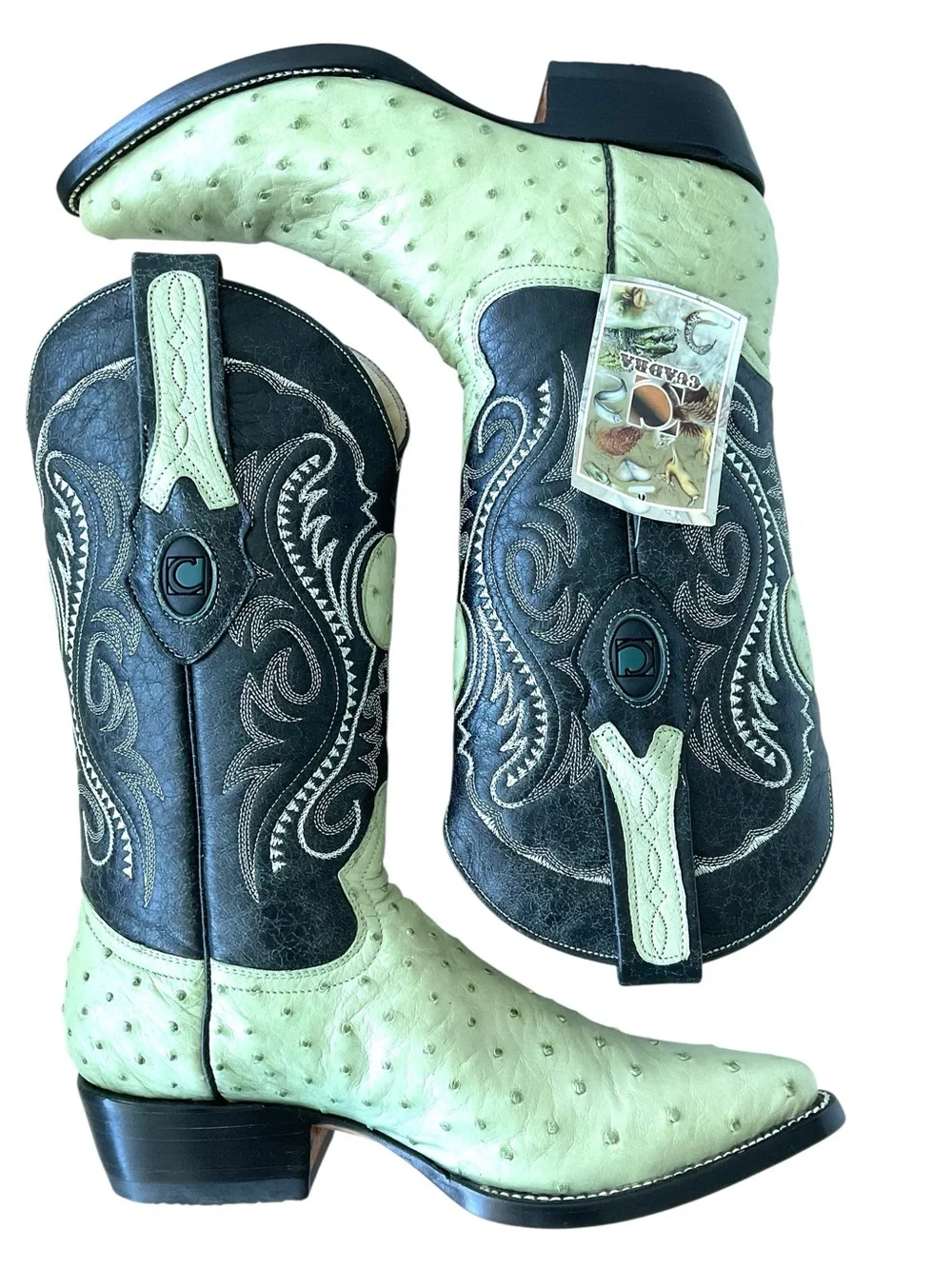 Cuadra NWT Genuine Ostrich Leather Western Cowboy Boots Women’s 7 Green - Picture 4 of 10